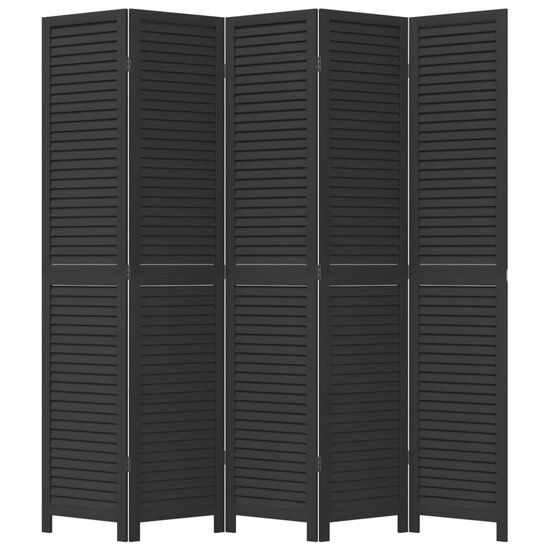 Kamerscherm Met 5 Panelen Massief Paulowniahout Zwart 40 x 200 cm