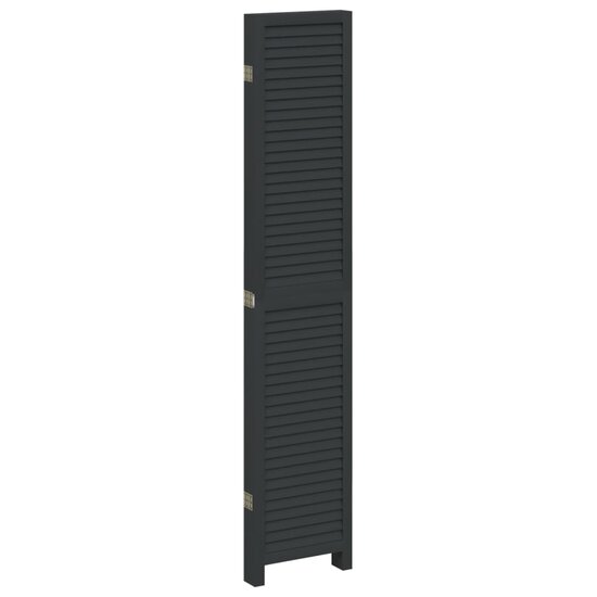 Kamerscherm Met 5 Panelen Massief Paulowniahout Zwart 40 x 200 cm