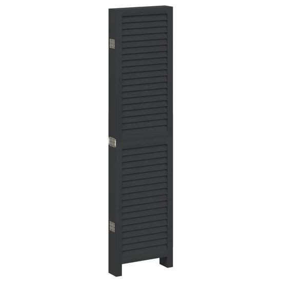Kamerscherm Met 6 Panelen Massief Paulowniahout Zwart 40 x 160 cm