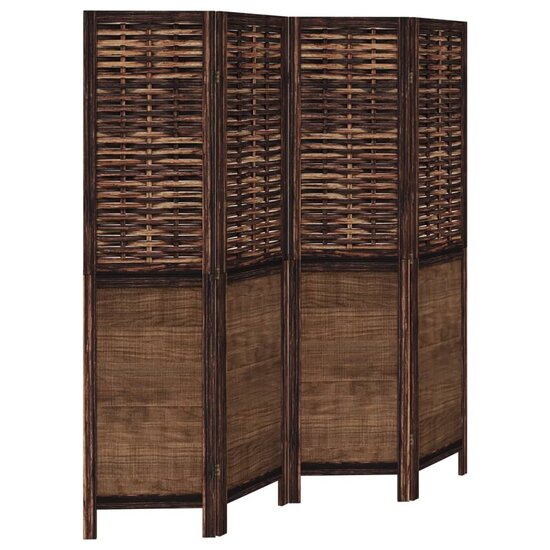 Kamerscherm Met 4 Panelen Massief Paulowniahout Donkerbruin 40 x 160 cm