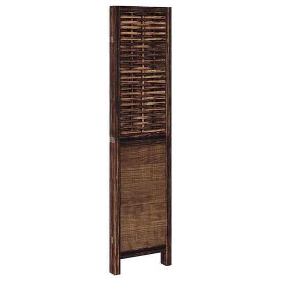 Kamerscherm Met 4 Panelen Massief Paulowniahout Donkerbruin 40 x 160 cm