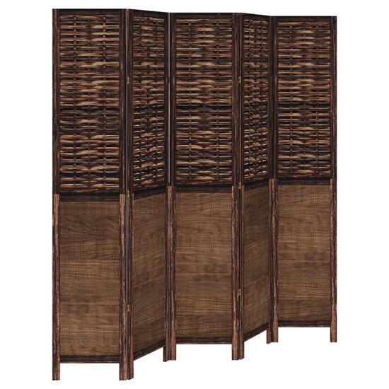 Kamerscherm Met 5 Panelen Massief Paulowniahout Donkerbruin 40 x 200 cm