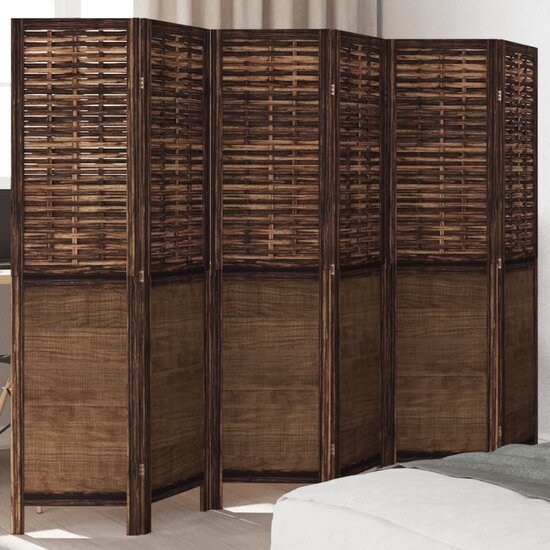 Kamerscherm Met 6 Panelen Massief Paulowniahout Donkerbruin 40 x 160 cm
