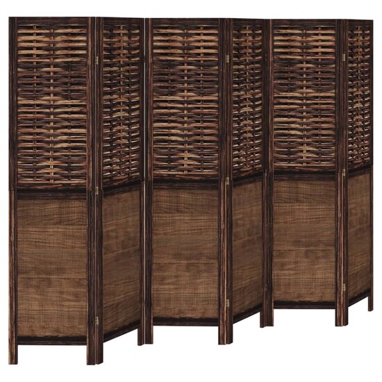 Kamerscherm Met 6 Panelen Massief Paulowniahout Donkerbruin 40 x 160 cm