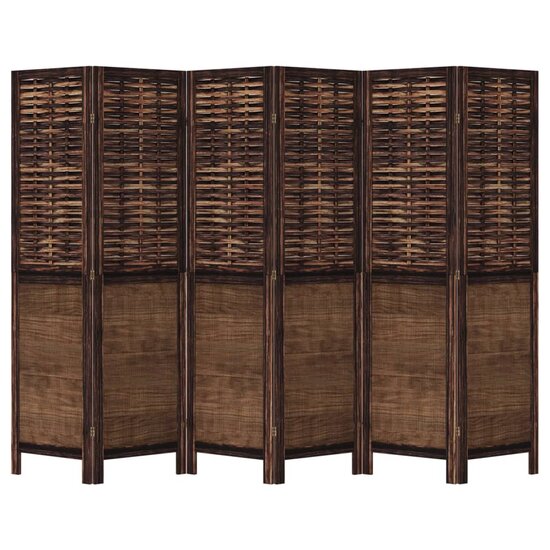 Kamerscherm Met 6 Panelen Massief Paulowniahout Donkerbruin 40 x 160 cm