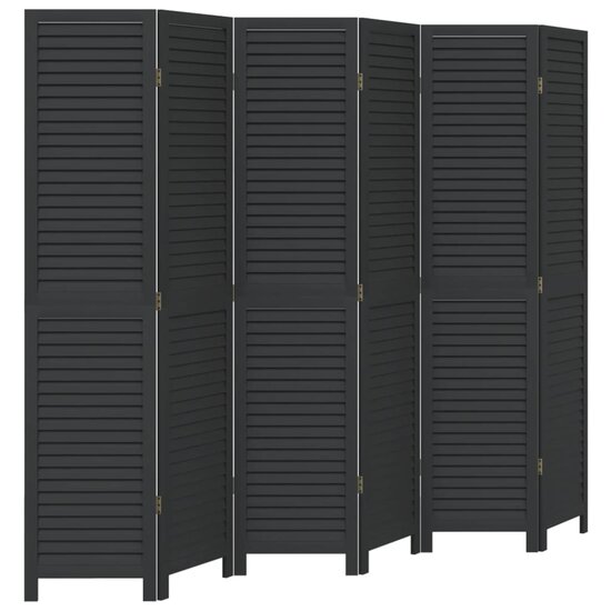 Kamerscherm Met 6 Panelen Massief Paulowniahout Zwart 40 x 180 cm
