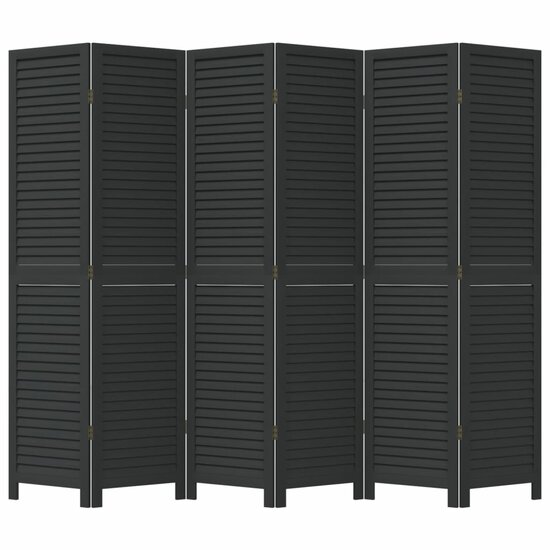 Kamerscherm Met 6 Panelen Massief Paulowniahout Zwart 40 x 180 cm