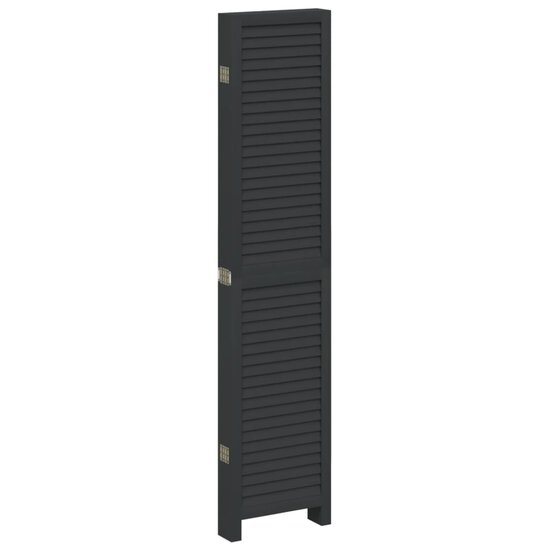 Kamerscherm Met 6 Panelen Massief Paulowniahout Zwart 40 x 180 cm
