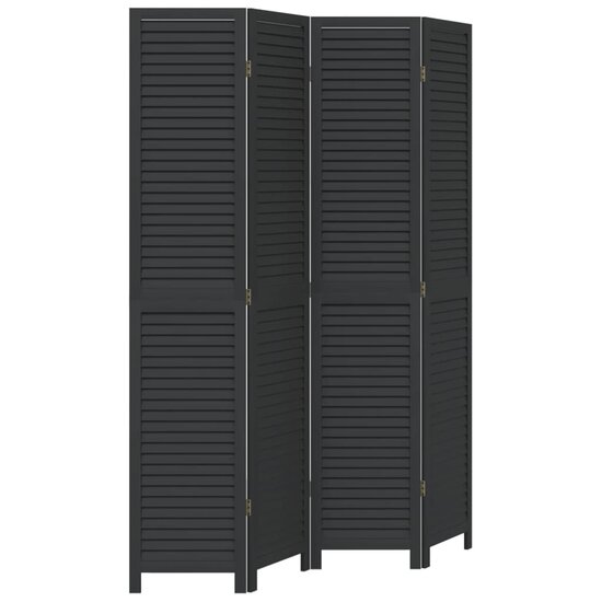 Kamerscherm Met 4 Panelen Massief Paulowniahout Zwart 40 x 200 cm