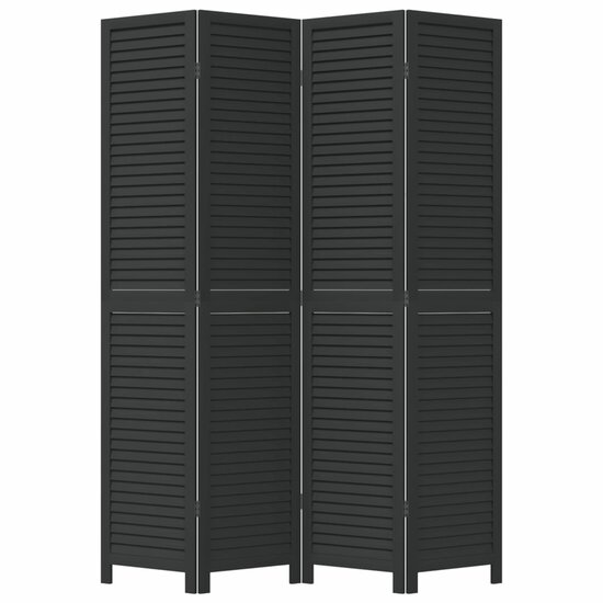 Kamerscherm Met 4 Panelen Massief Paulowniahout Zwart 40 x 200 cm