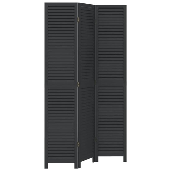 Kamerscherm Met 3 Panelen Massief Paulowniahout Zwart 40 x 200 cm