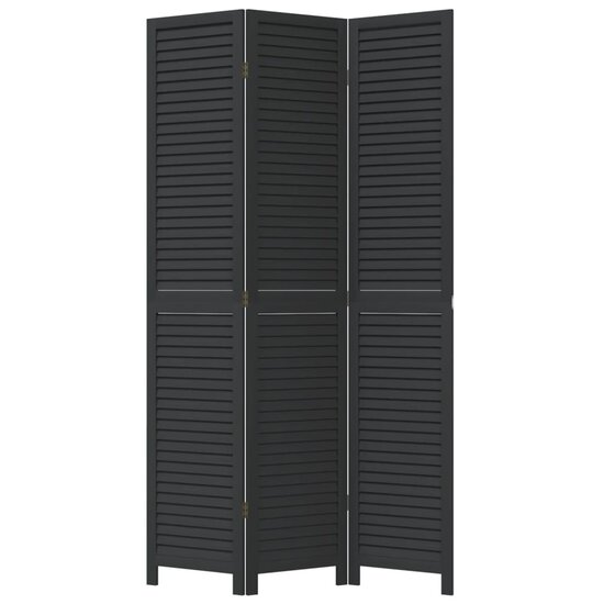Kamerscherm Met 3 Panelen Massief Paulowniahout Zwart 40 x 200 cm