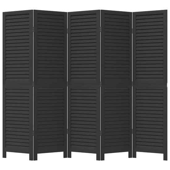 Kamerscherm Met 5 Panelen Massief Paulowniahout Zwart 40 x 160 cm