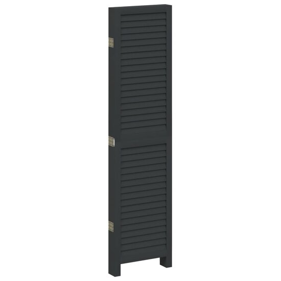 Kamerscherm Met 5 Panelen Massief Paulowniahout Zwart 40 x 160 cm