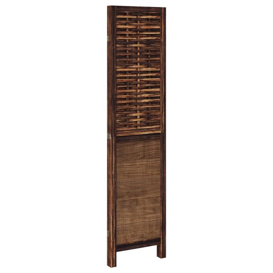 Kamerscherm Met 3 Panelen Massief Paulowniahout Donkerbruin 40 x 160 cm