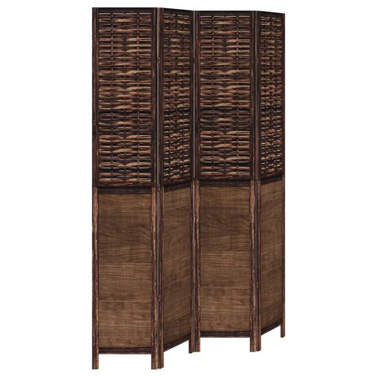 Kamerscherm Met 4 Panelen Massief Paulowniahout Donkerbruin 40 x 220 cm
