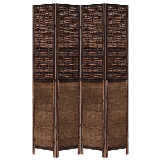 Kamerscherm Met 4 Panelen Massief Paulowniahout Donkerbruin 40 x 220 cm