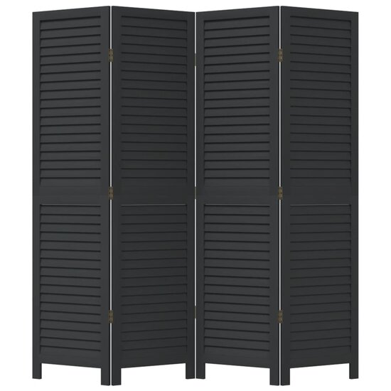 Kamerscherm Met 4 Panelen Massief Paulowniahout Zwart 40 x 160 cm