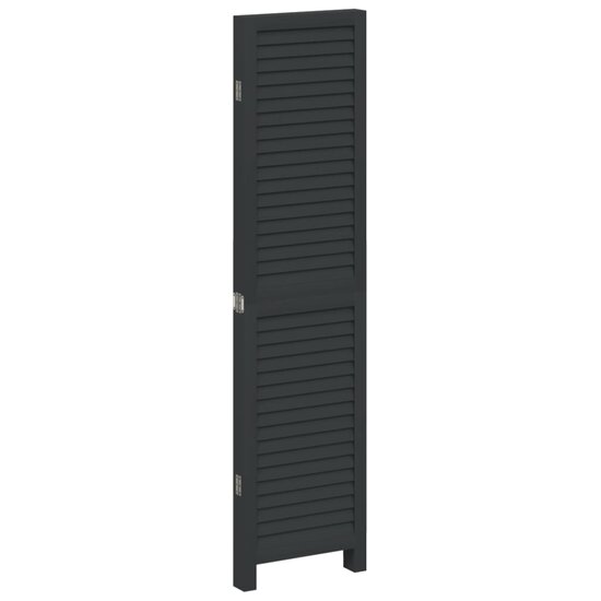 Kamerscherm Met 4 Panelen Massief Paulowniahout Zwart 40 x 160 cm