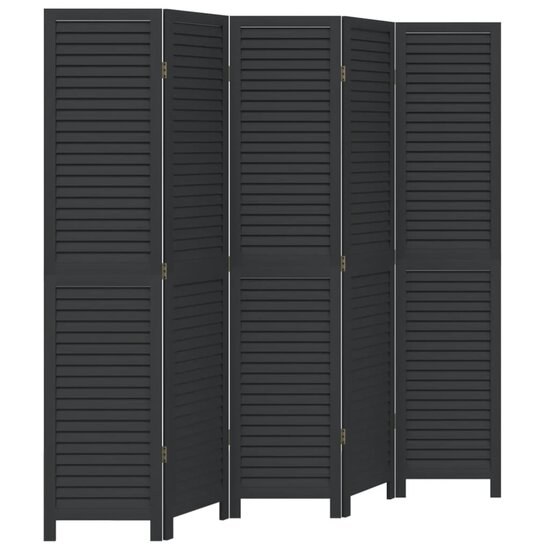 Kamerscherm Met 5 Panelen Massief Paulowniahout Zwart 40 x 180 cm