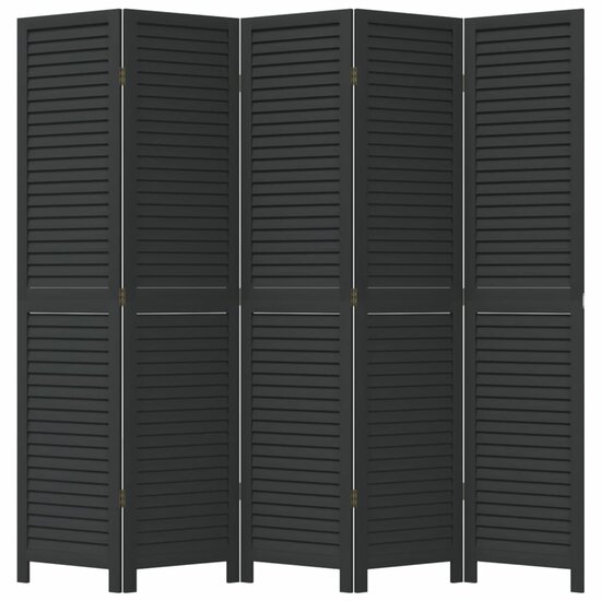 Kamerscherm Met 5 Panelen Massief Paulowniahout Zwart 40 x 180 cm