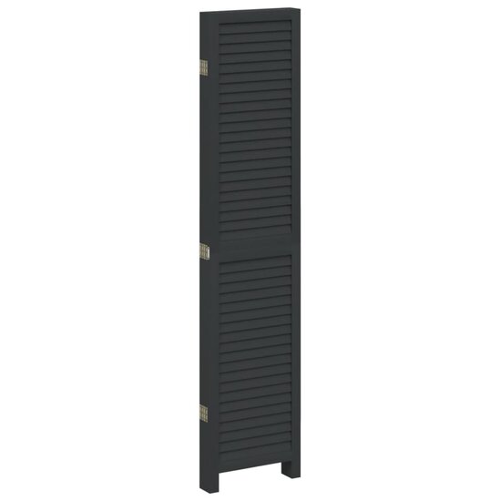 Kamerscherm Met 5 Panelen Massief Paulowniahout Zwart 40 x 180 cm