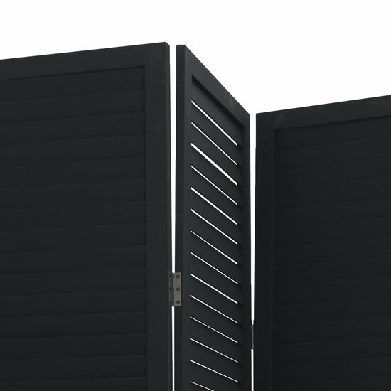 Kamerscherm Met 5 Panelen Massief Paulowniahout Zwart 40 x 220 cm