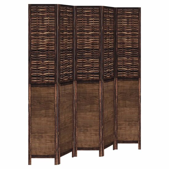 Kamerscherm Met 5 Panelen Massief Paulowniahout Donkerbruin 40 x 220 cm