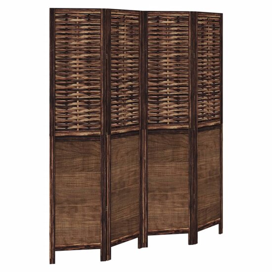 Kamerscherm Met 4 Panelen Massief Paulowniahout Donkerbruin 40 x 180 cm