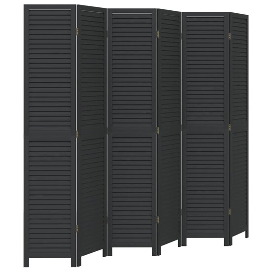 Kamerscherm Met 6 Panelen Massief Paulowniahout Zwart 40 x 200 cm