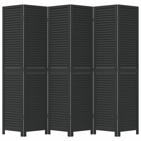 Kamerscherm Met 6 Panelen Massief Paulowniahout Zwart 40 x 200 cm