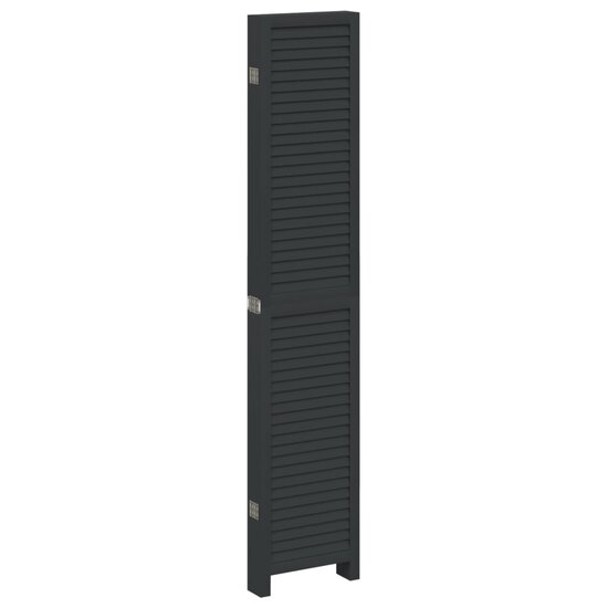 Kamerscherm Met 6 Panelen Massief Paulowniahout Zwart 40 x 200 cm