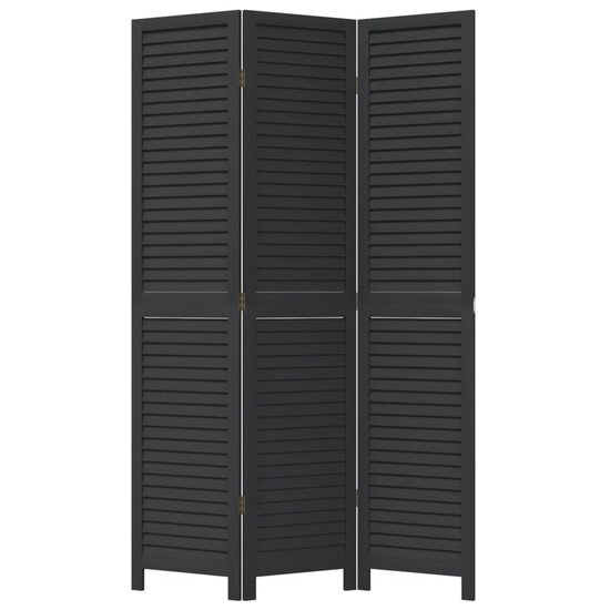 Kamerscherm Met 3 Panelen Massief Paulowniahout Zwart 40 x 180 cm