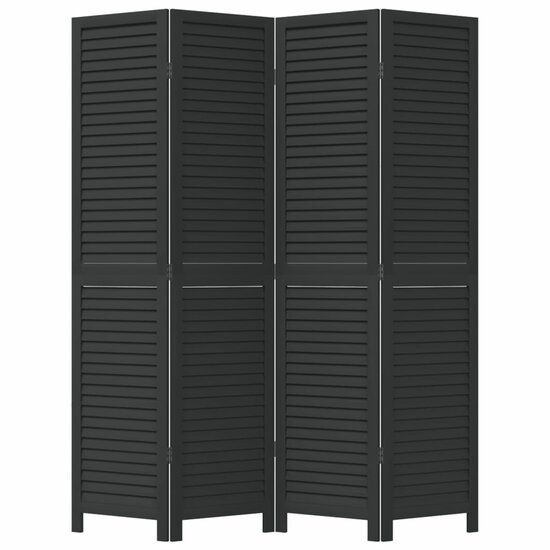 Kamerscherm Met 4 Panelen Massief Paulowniahout Zwart 40 x 180 cm