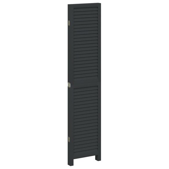 Kamerscherm Met 4 Panelen Massief Paulowniahout Zwart 40 x 180 cm