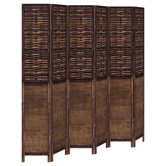 Kamerscherm Met 6 Panelen Massief Paulowniahout Donkerbruin 40 x 220 cm