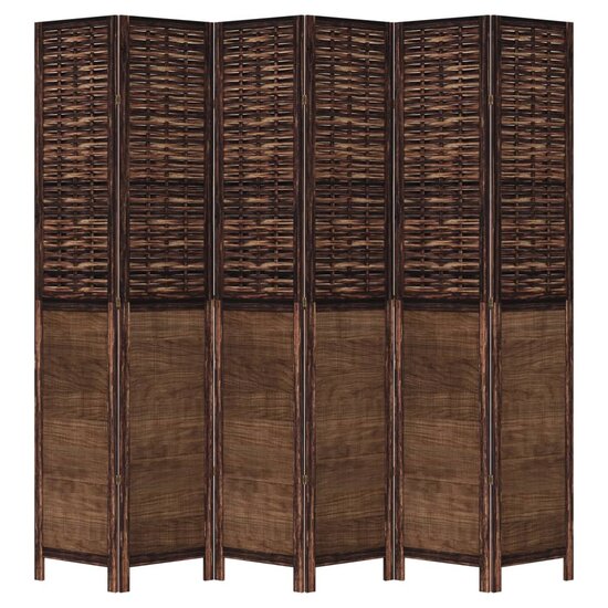 Kamerscherm Met 6 Panelen Massief Paulowniahout Donkerbruin 40 x 220 cm