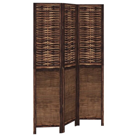 Kamerscherm Met 3 Panelen Massief Paulowniahout Donkerbruin 40 x 180 cm