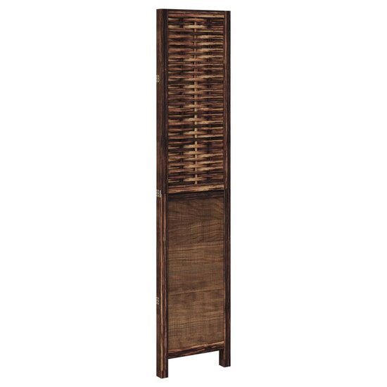 Kamerscherm Met 3 Panelen Massief Paulowniahout Donkerbruin 40 x 180 cm