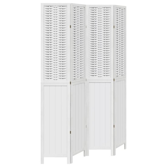 Kamerscherm Met 4 Panelen Massief Paulowniahout Wit 40 x 220 cm
