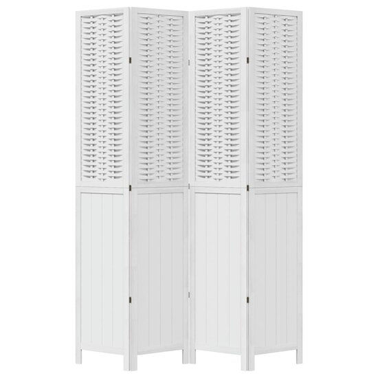 Kamerscherm Met 4 Panelen Massief Paulowniahout Wit 40 x 220 cm