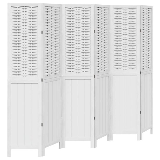 Kamerscherm Met 6 Panelen Massief Paulowniahout Wit 40 x 180 cm