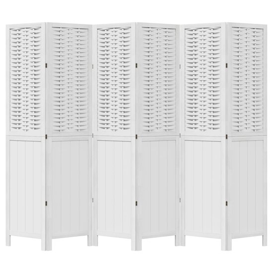 Kamerscherm Met 6 Panelen Massief Paulowniahout Wit 40 x 180 cm
