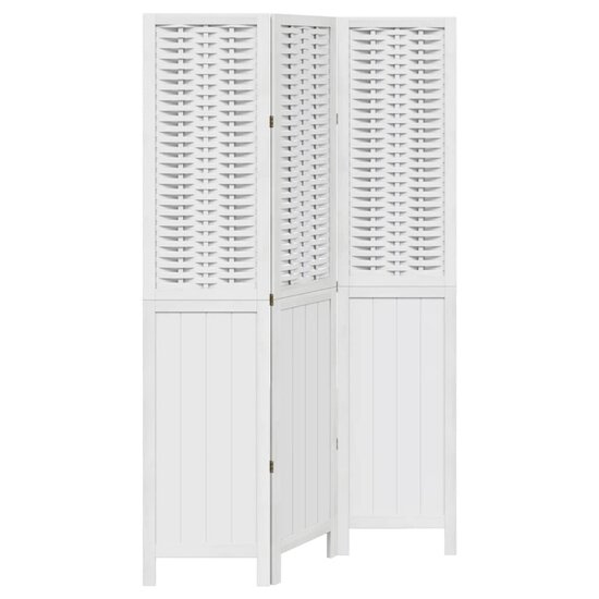 Kamerscherm Met 3 Panelen Massief Paulowniahout Wit 40 x 180 cm