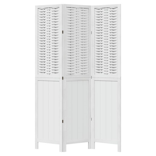 Kamerscherm Met 3 Panelen Massief Paulowniahout Wit 40 x 180 cm