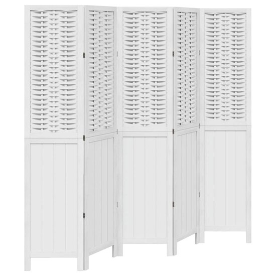 Kamerscherm Met 5 Panelen Massief Paulowniahout Wit 40 x 180 cm