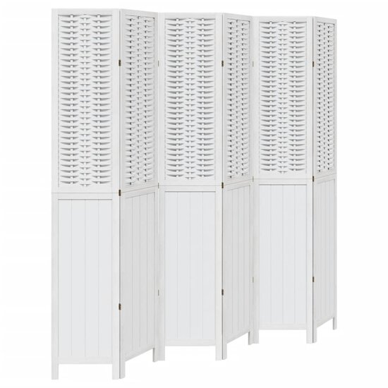 Kamerscherm Met 6 Panelen Massief Paulowniahout Wit 40 x 220 cm