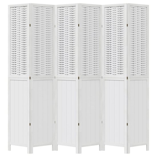 Kamerscherm Met 6 Panelen Massief Paulowniahout Wit 40 x 220 cm