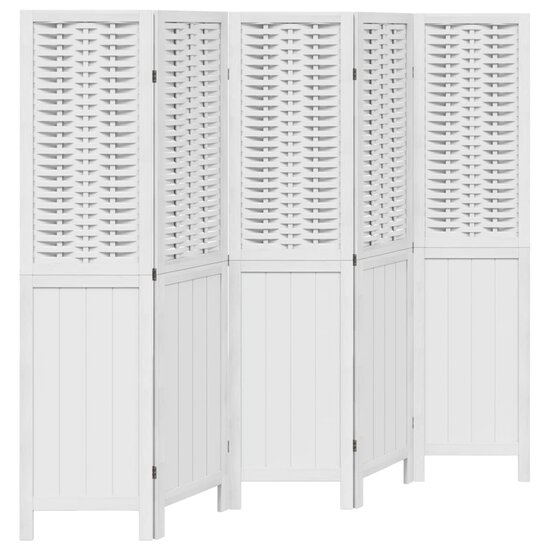 Kamerscherm Met 5 Panelen Massief Paulowniahout Wit 40 x 160 cm