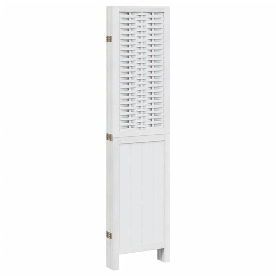 Kamerscherm Met 5 Panelen Massief Paulowniahout Wit 40 x 160 cm
